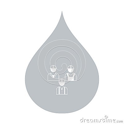 Stylized icon of the three silhouette of oil worker in a colored Vector Illustration
