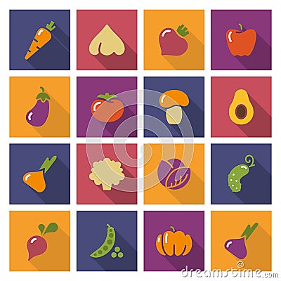 Stylized icons of vegetables. Vector Illustration