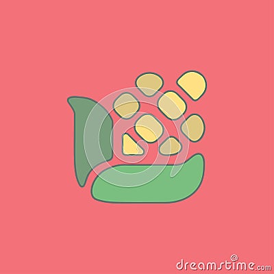 Stylized illustration corn flat icon isolated on Vector Illustration