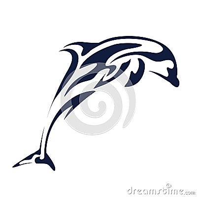 Stylized illustration of a jumping dolphin. The object is separate from the background Vector Illustration