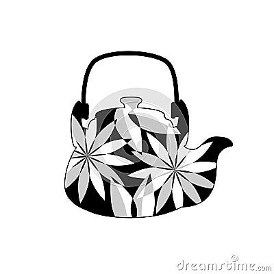 Stylized illustration of a teapot with flowers Vector Illustration