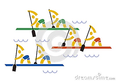 Rowing kayak competition. Vector Illustration