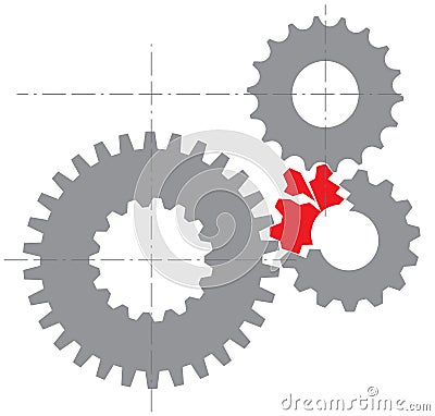 Stylized image of a broken mechanism Vector Illustration