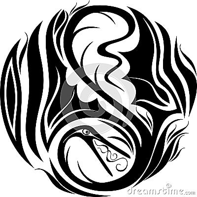 Stylized image dragon in the form of a tattoo Vector Illustration