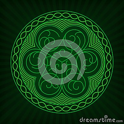 Stylized image of shamrock in outline style. Vector Illustration