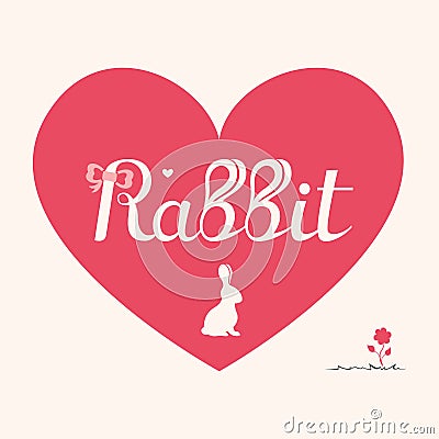 Stylized inscription in the rabbit heart Stock Photo