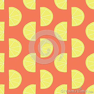 Stylized lemon slices seamless vector pattern red Vector Illustration