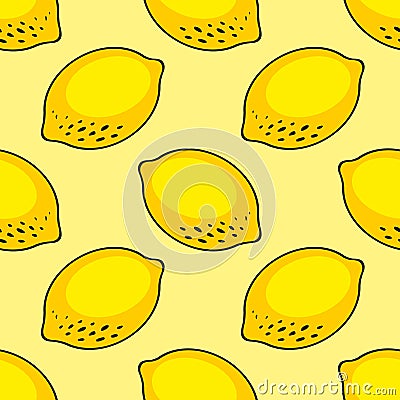 Stylized lemon. Vector seamless pattern for design and decoration Vector Illustration