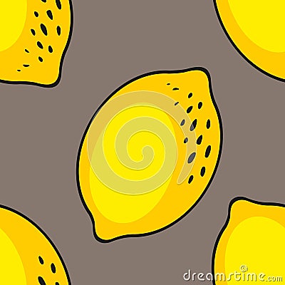 Stylized lemon. Vector seamless pattern Vector Illustration