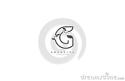 Stylized linear curve flourishes monogram G Logo Cartoon Illustration