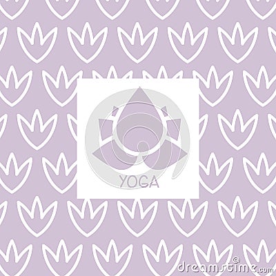 Stylized Lotus Violet Yoga Studio Design Card Vector Illustration