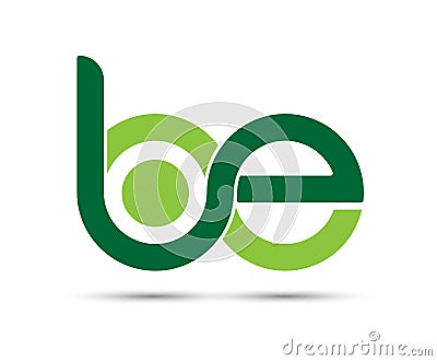 Stylized lowercase letters B and E are linked by a single line for a logo, monogram, or monogram Vector Illustration