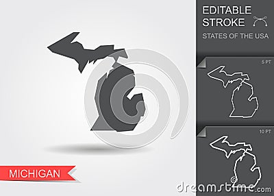 Stylized map of the U.S. state of Michigan vector illustration Vector Illustration