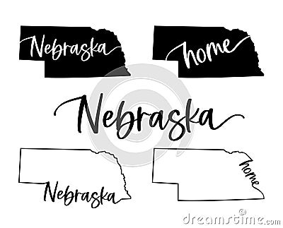 Stylized map of the U.S. State of Nebraska vector illustration Vector Illustration