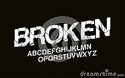 Stylized Modern Broken Abstract Font Set of Alphabet Text Design Vector Illustration