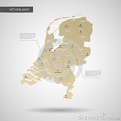 Stylized Netherlands map vector illustration. Vector Illustration