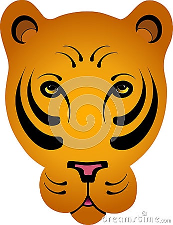 Stylized Orange Tiger - No Outline Vector Illustration