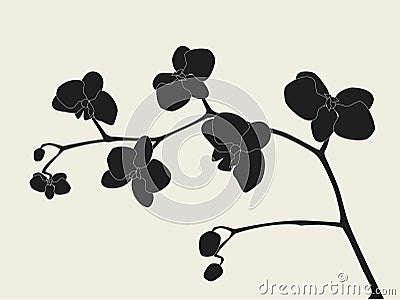 Stylized orchid branch Vector Illustration