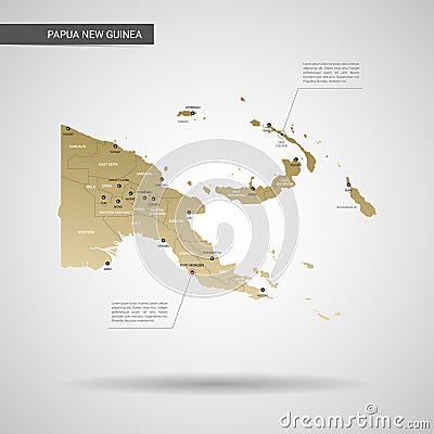 Stylized Papua New Guinea map vector illustration. Vector Illustration