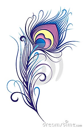 Stylized peacock feather Vector Illustration