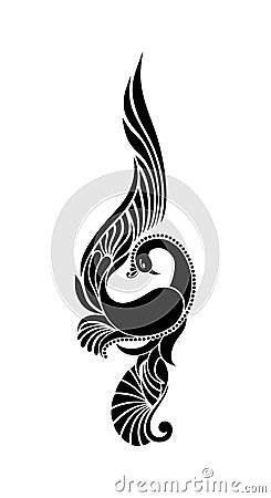 Stylized peacock laser cutting design Vector Illustration