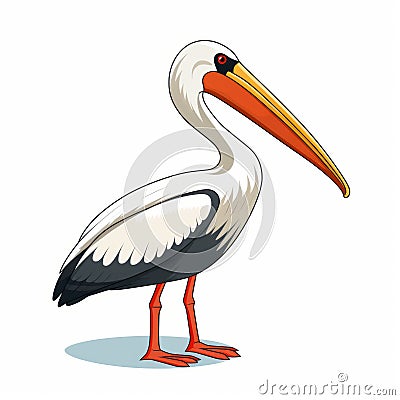 Stylized Pelican Character: Bold, Expressive, And Vibrant Stock Photo