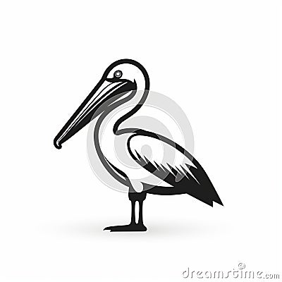 Stylized Pelican Silhouette Icon: Detailed Realism With Streamlined Design Cartoon Illustration