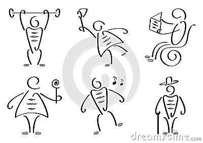 Stylized people set. Vector illustration Cartoon Illustration