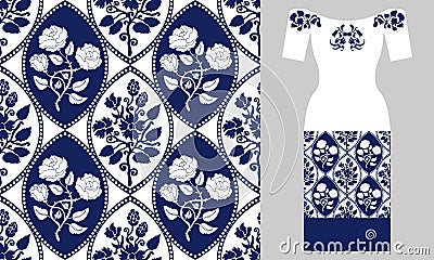 Stylized Persian ornament. Party dress design. Vector Illustration