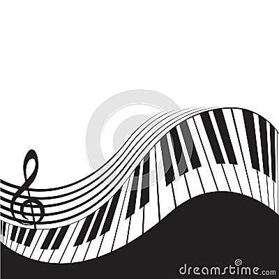 Stylized piano keys and stave Vector Illustration