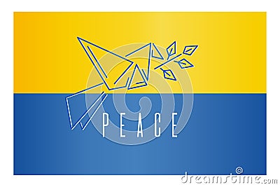 Dove of the world opposite the Ukrainian flag Vector Illustration