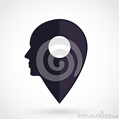 Stylized pointer symbol with homan face profil Vector Illustration