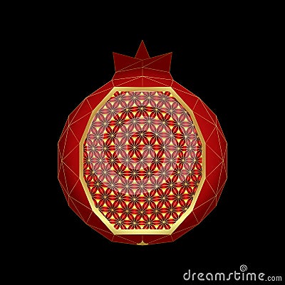 Stylized pomegranate with polygon structure Vector Illustration