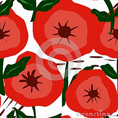 Stylized poppy in flat style. Vector Illustration