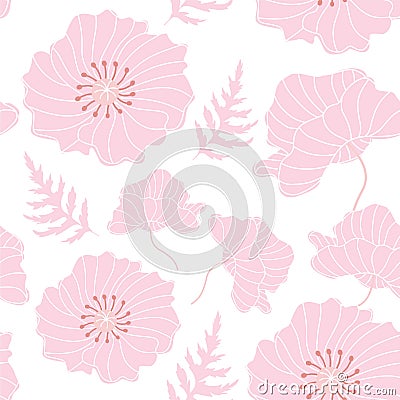 Stylized poppy pattern. Vector seamless texture. Vector Illustration