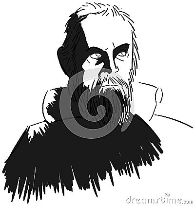 Stylized portrait of Galileo Galilei Vector Illustration