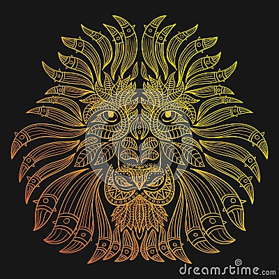 Stylized portrait of a lion. Ornamental portrait of a wild Vector Illustration