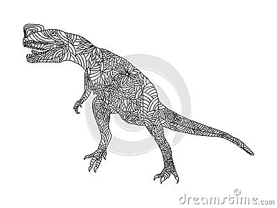 Stylized predatory dinosaur dilophosaurus coloring page on a white background. Vector Illustration