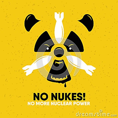 Stylized radiation hazard logo. Animal panda and bombs Vector Illustration