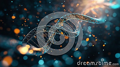 Stylized representation of DNA and binary code illustrating the fusion of genomic data and personalized medicine Stock Photo