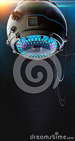 Stylized robotic eye 3d render. Image recognition machine vision neural network deep learning concept illustration Cartoon Illustration