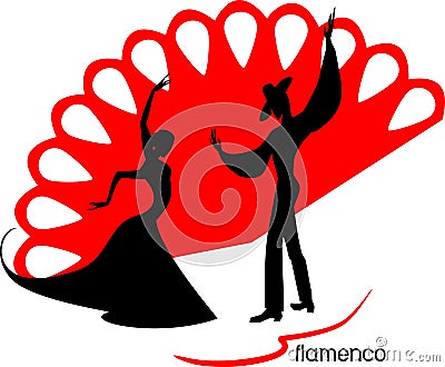 Stylized silhouettes of female and male flamenco dancers Stock Photo