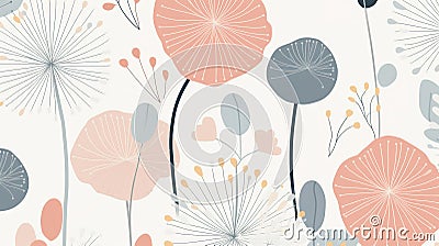 minimalistic style of 3D floral design that will add freshness to your background: delicate flowers, Stock Photo