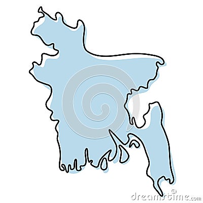 Stylized simple outline map of Bangladesh icon. Blue sketch map of Bangladesh vector illustration Vector Illustration