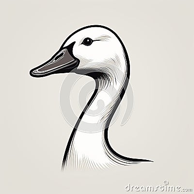 Monochromatic Goose Portrait On Light Background Stock Photo