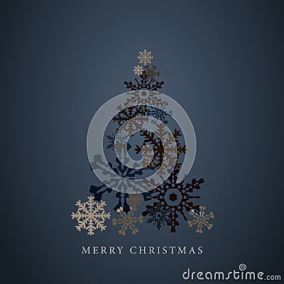 Stylized snowflakes Christmas tree silhouette. Happy new year 2015 greetings card. Vector. Vector Illustration