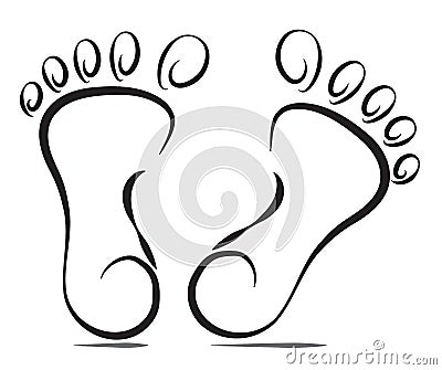 Stylized soles of human legs isolated on a white background. Vector Illustration