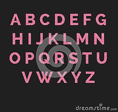 Stylized sparkling pink glitter fancy latin abc alphabet. Use letters to make your own text. Vector Illustration