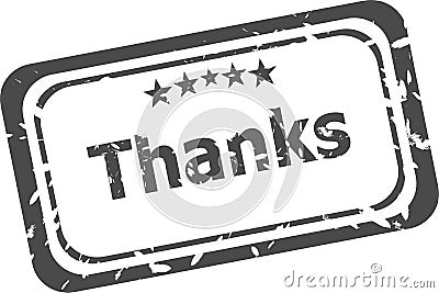 Stylized stamp showing the term thanks. All on white background Stock Photo
