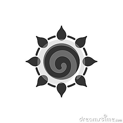Stylized sun logotype. Icon of sun, flower. Isolated black logo on white background. Vector Illustration